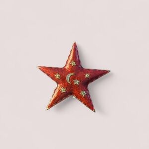 Red Star Brooch with Gold Accents